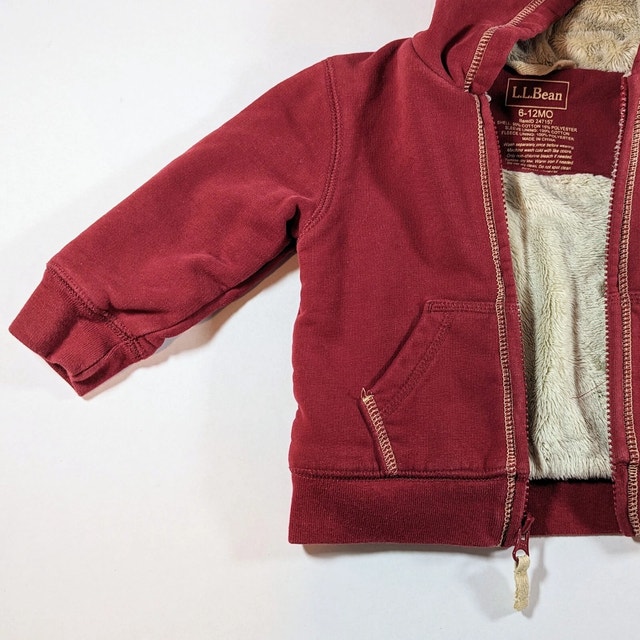 LL Bean Full Zipper Hoodie Size 6-12 Months Dark Red/Burgundy - photo 3