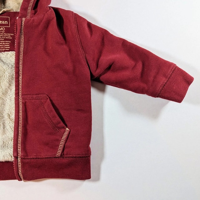 LL Bean Full Zipper Hoodie Size 6-12 Months Dark Red/Burgundy - photo 4