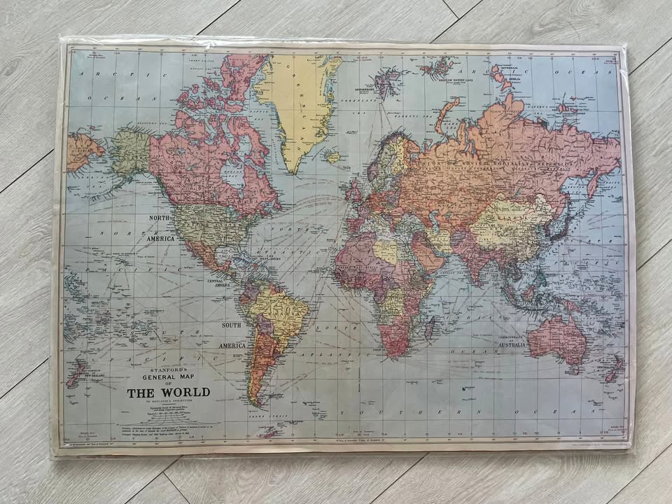 Vintage World Map Poster – Cavallini & Co. (20” x 28”)