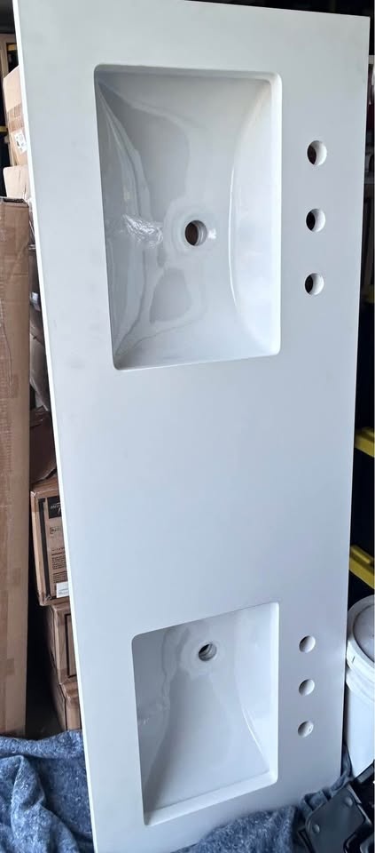 60 inch white double-sink bathroom vanity top