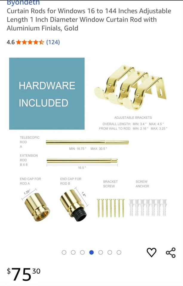 Brand new Curtain Rods for window adjustable - photo 3