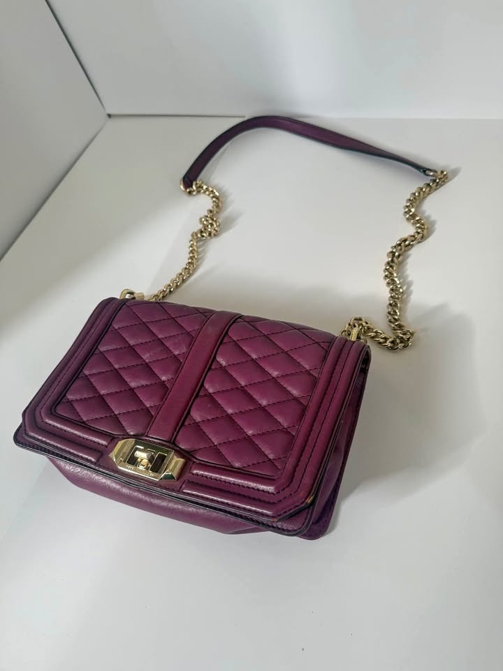 Rebecca Minkoff Quilted Leather Crossbody Bag – Burgundy