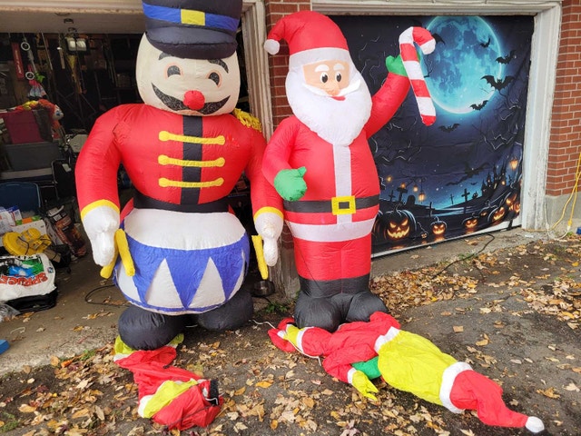 8 Christmas Blow up Santa Snowman Elf Soldier - photo 3