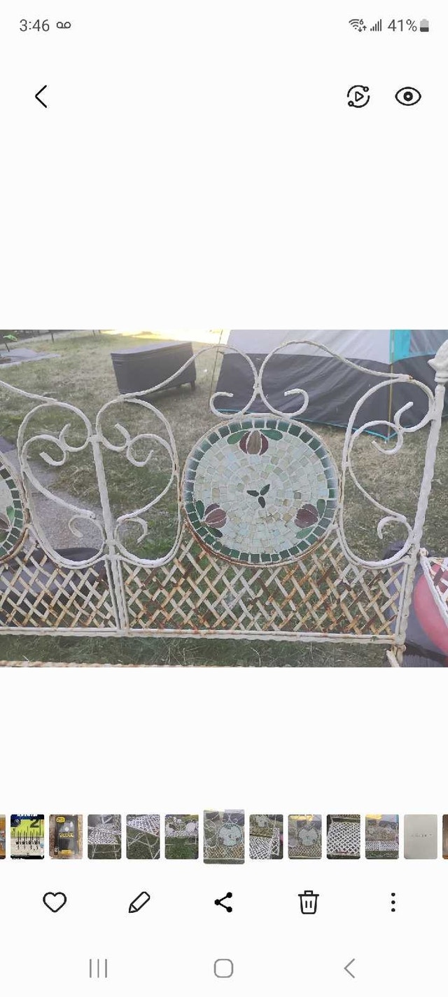 Rare Vintage French Country White Wrought Iron Mosaic - photo 2