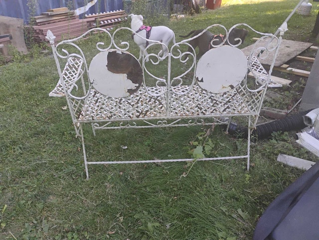 Rare Vintage French Country White Wrought Iron Mosaic - photo 5