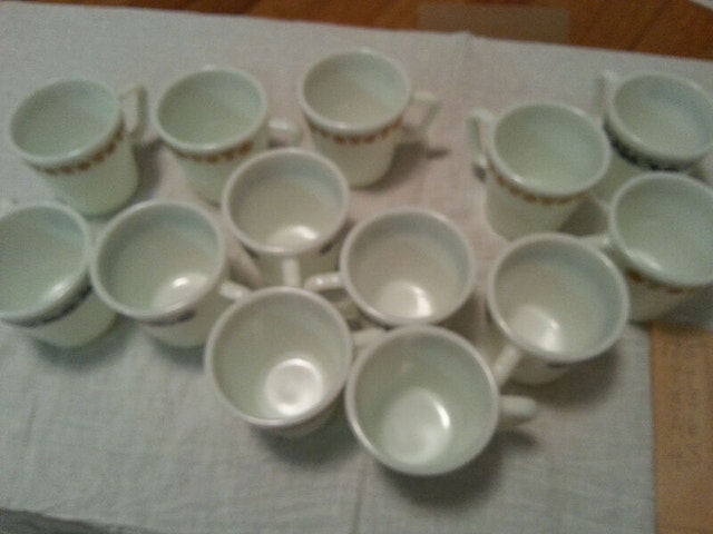 vintage Pyrex Glass Coffee Cup Onion Butterfly Green Daisy - photo 5