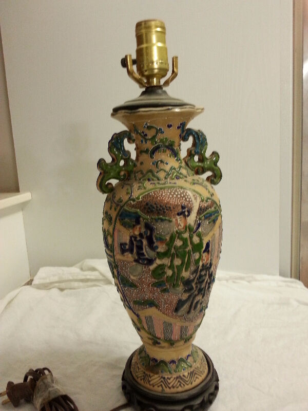 Antique Satsuma Family Porcelain Vase Lamp