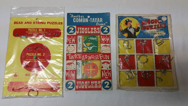 3 x 1957 Puzzle Card Magic trick Canada Japan