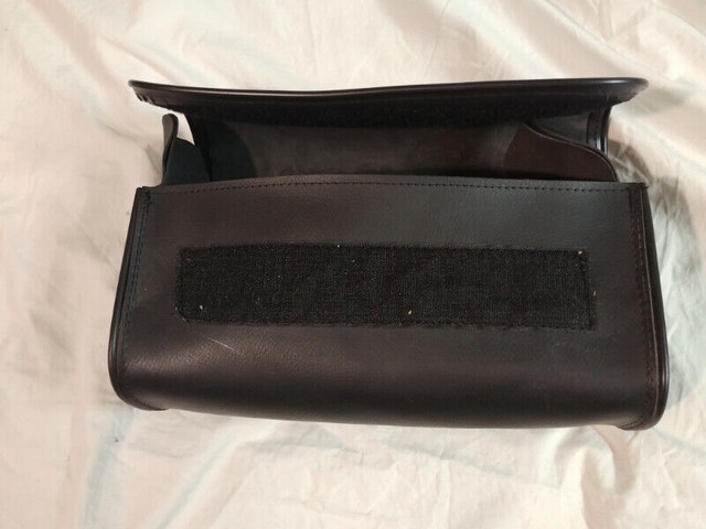NEW Handle Bar LEATHER Velcro SADDLE BAG Motorcycle tool Pouch