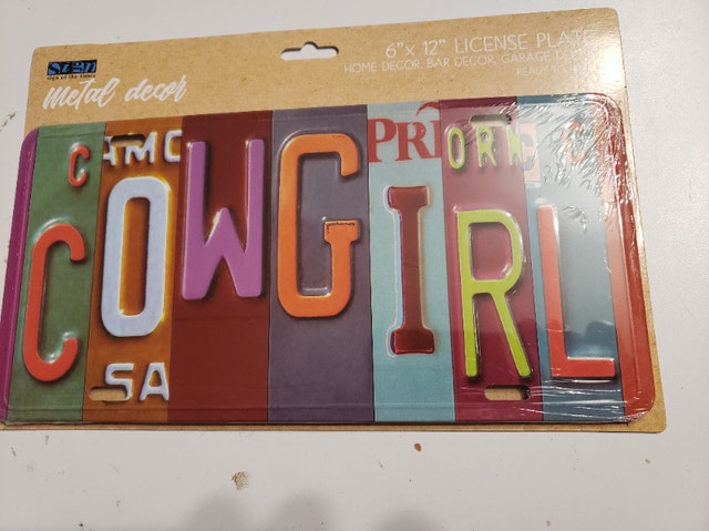 New tin sign licence plate COWGIRL - photo 2