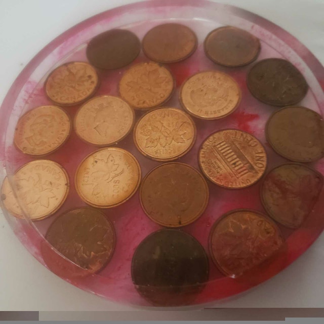 COPPER PENNY TABLE COSTER CHANGE PLATE - photo 4