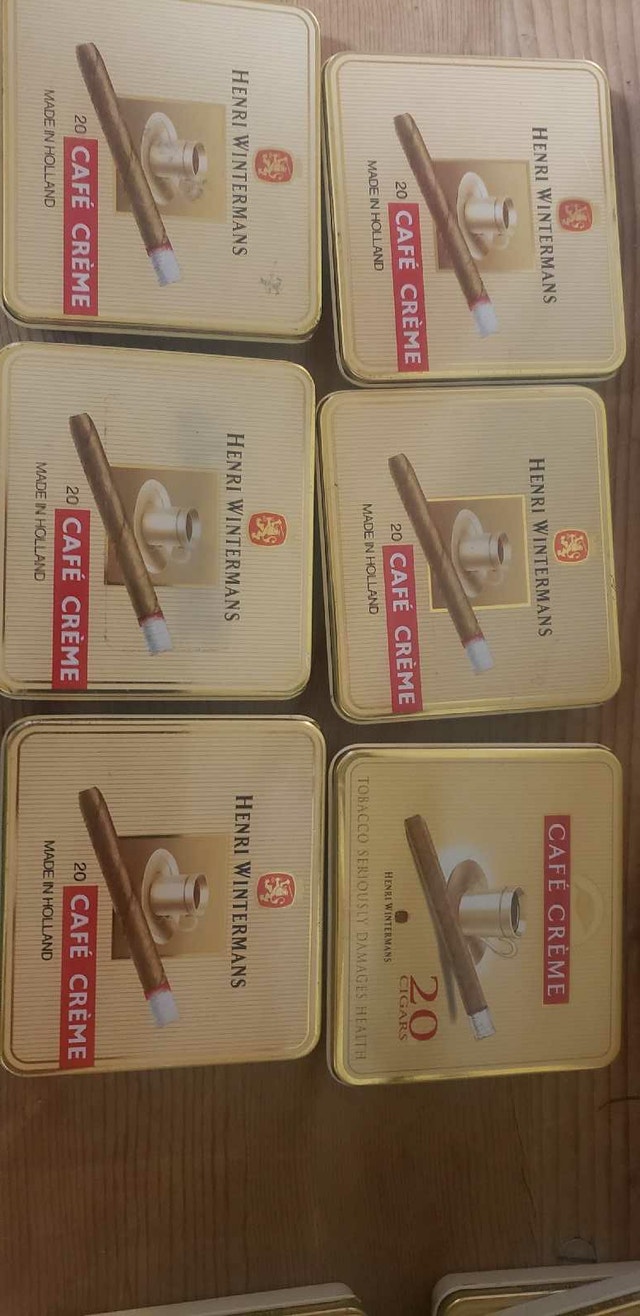6 Vintage Henri Wintermans Cafe Creme Cigar Tin 3.5"x3"