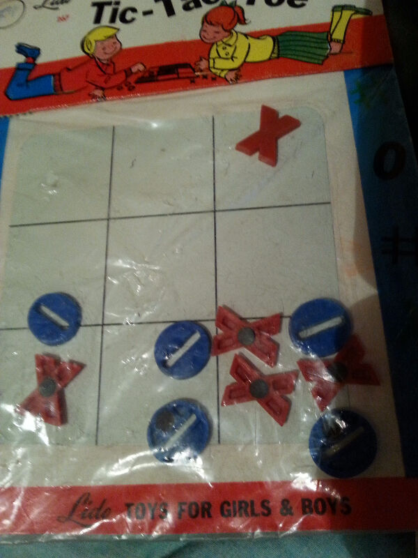 Rare 7 1950's Lido Magnetic Tic-Tac-Toe Toy play board New - photo 3