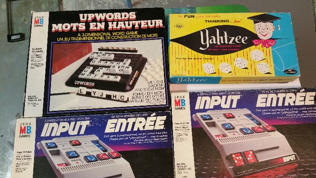 6 Vintage Board Games - Upwords, Dungeon, Input, Mental Blo