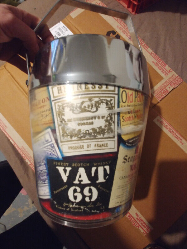 Vintage Liqueur Chrome Man Cave Bar Ice Bucket - photo 4