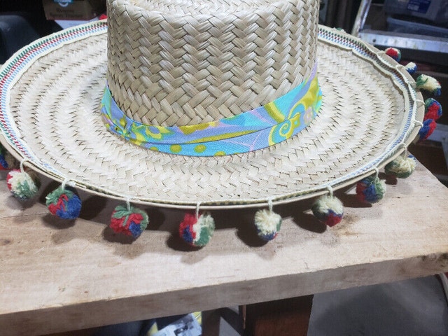 New Vintage Hand Made Straw Hat Mexico - photo 3