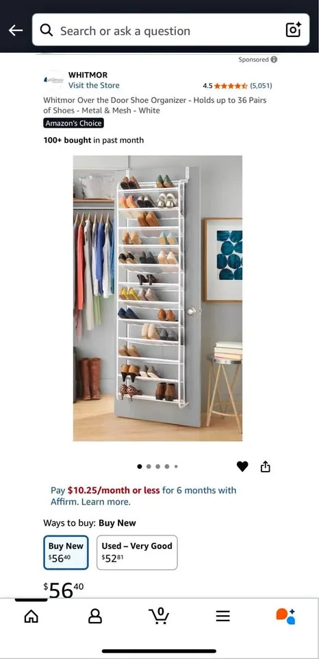 Over the Door Shoe Organizer thumbnail