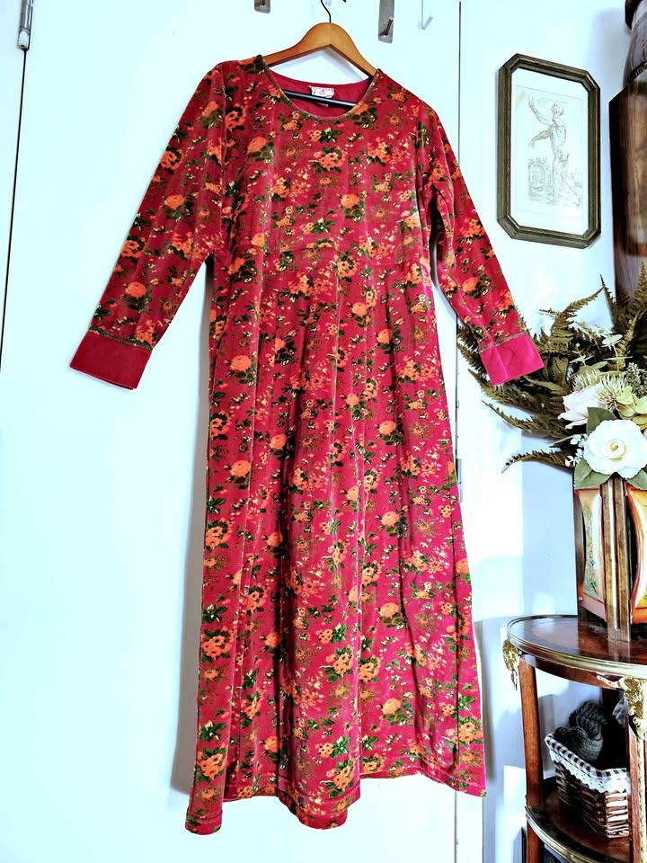 90s Velvet Floral April Cornell Dress