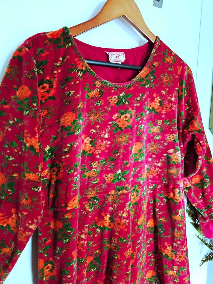 90s Velvet Floral April Cornell Dress - photo 2