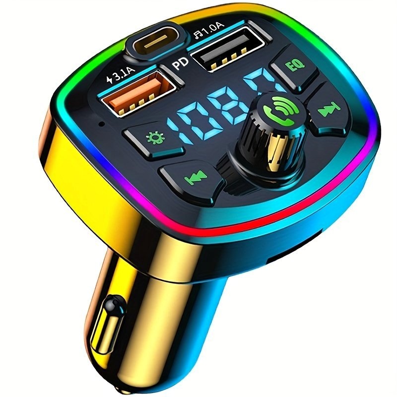 Car Fast Charger with FM Transmitter and Bluetooth