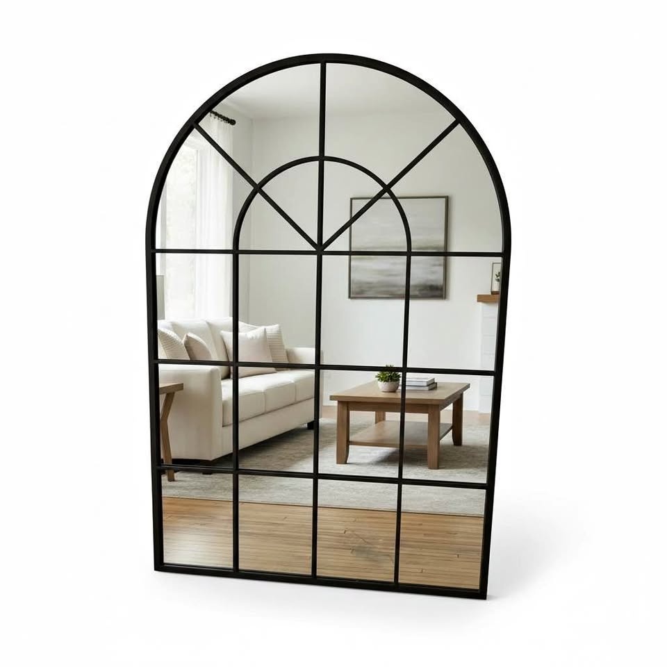 Structube Window Mirror: black/rust colour