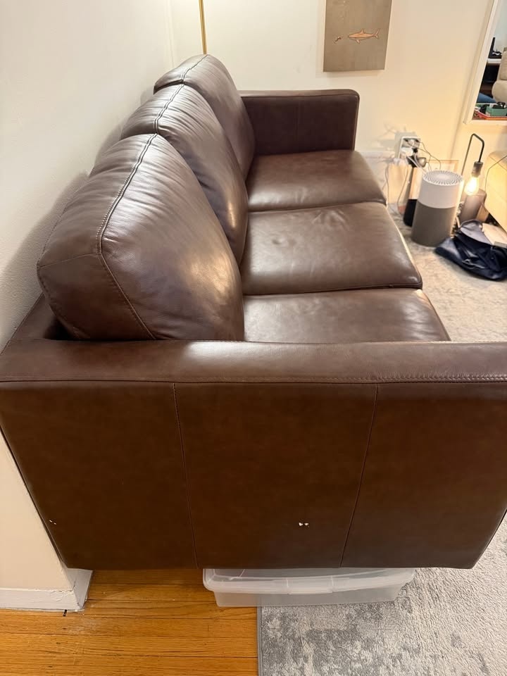 Modern Sofa Couch, 80"W, Caramel Leather - photo 4
