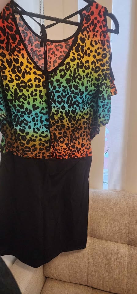 Rainbow Cheetah print cold shoulder dress - photo 2