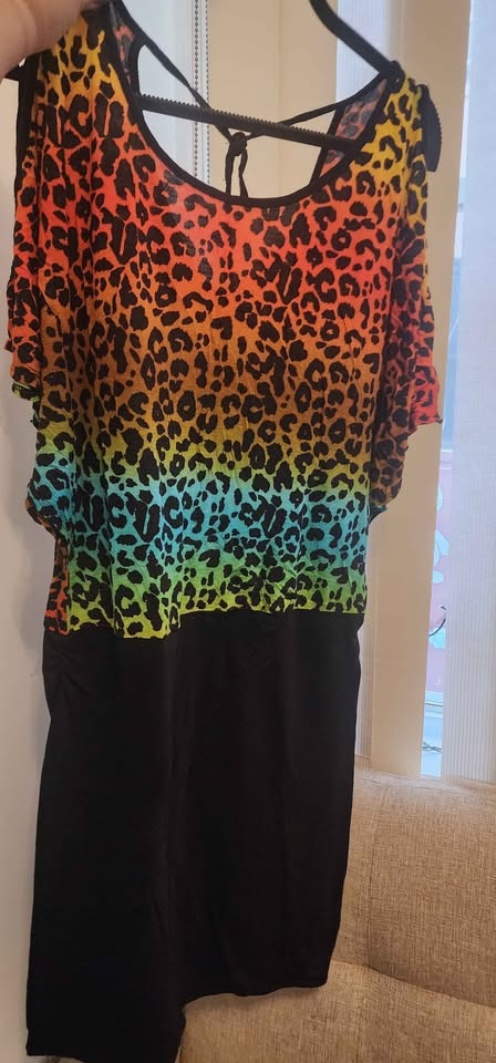 Rainbow Cheetah print cold shoulder dress - photo 3