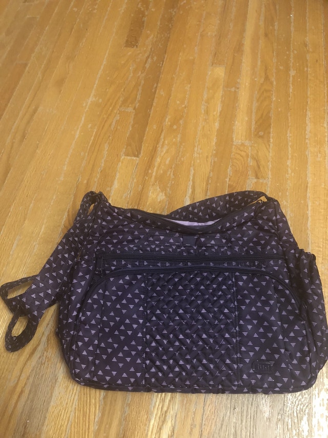 Lug Gallop crossbody bag - purple triangle pattern