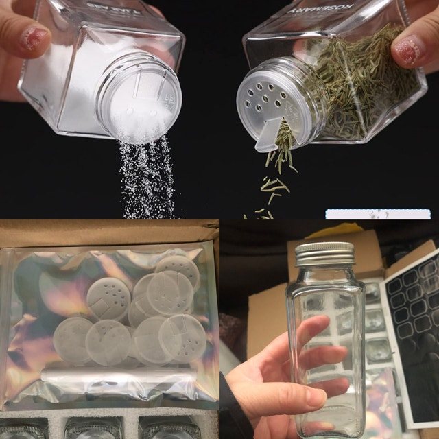 New- glass spice jars x 9