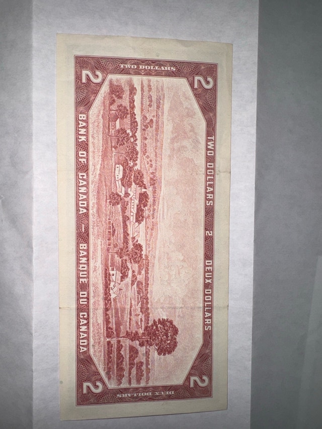 Vintage Canadian $2 Banknote (1954 Series) – Queen Elizabeth II - photo 2