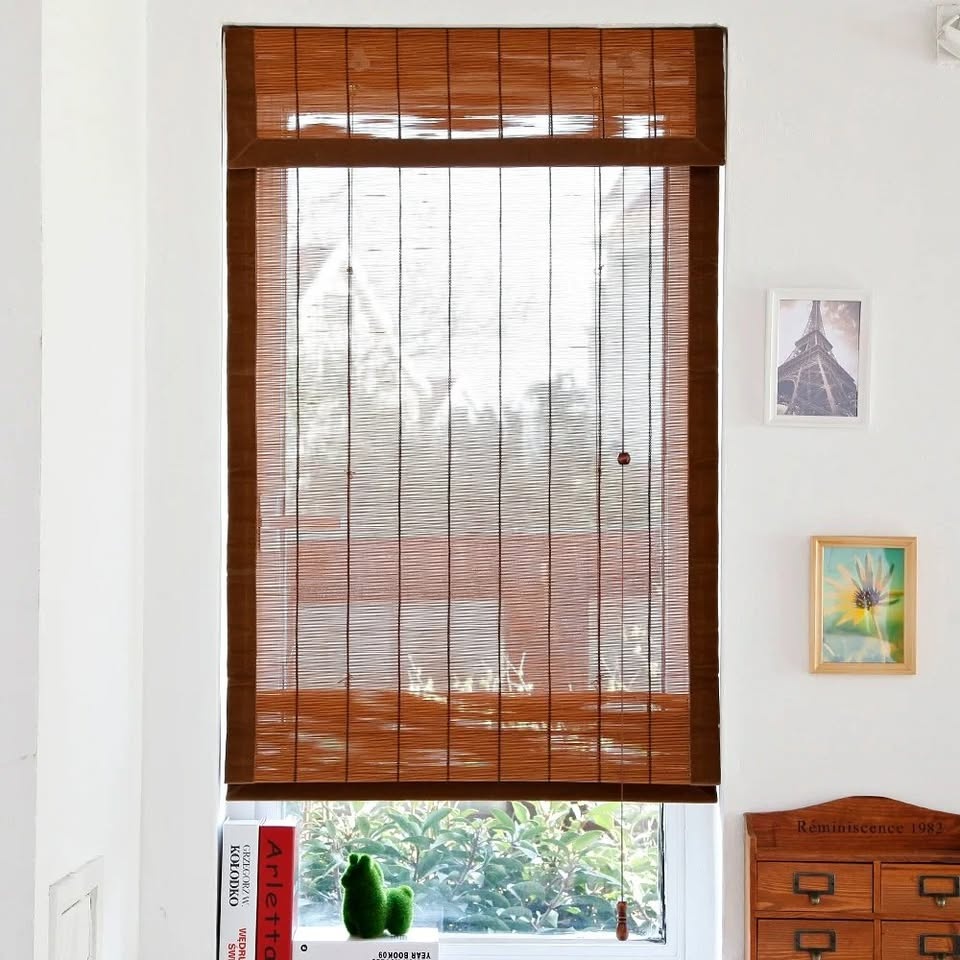 Bamboo Blinds with Fabric Side Trim 34” x 48”