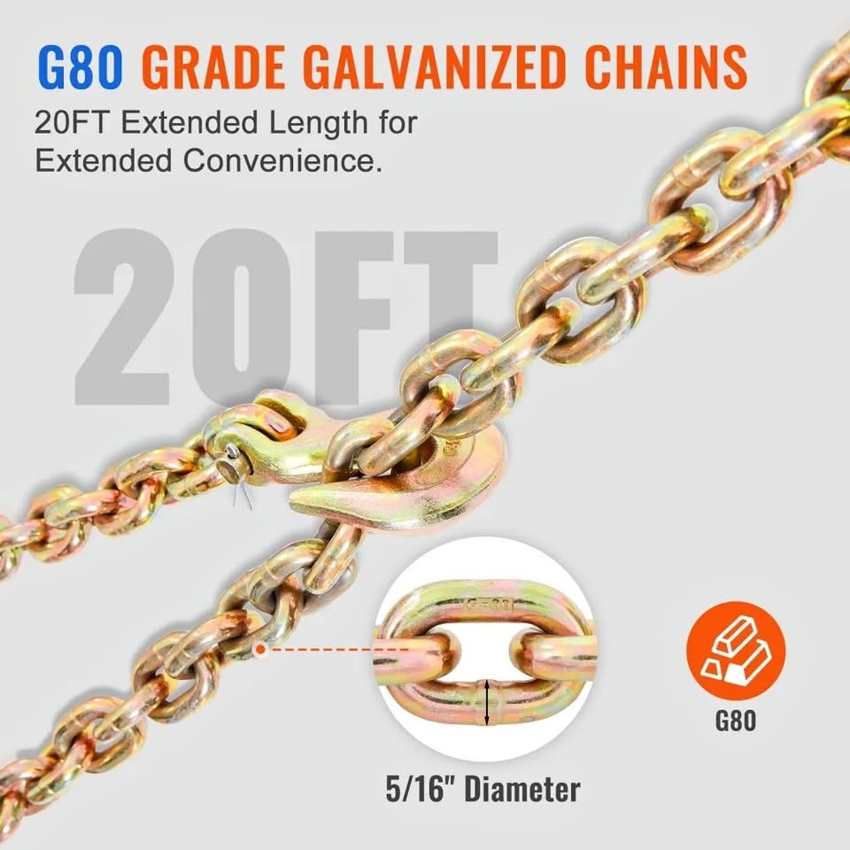 VEVOR Ratchet Chain Binder, 5/16"-3/8" Heavy Duty