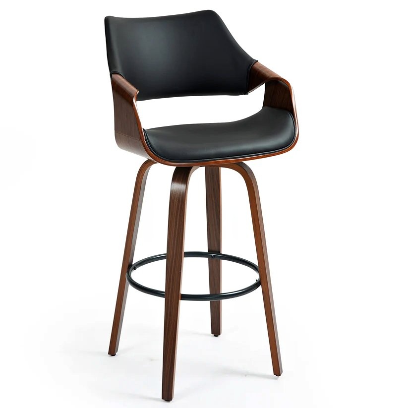 New Beasley Black Faux Leather Bar Stool