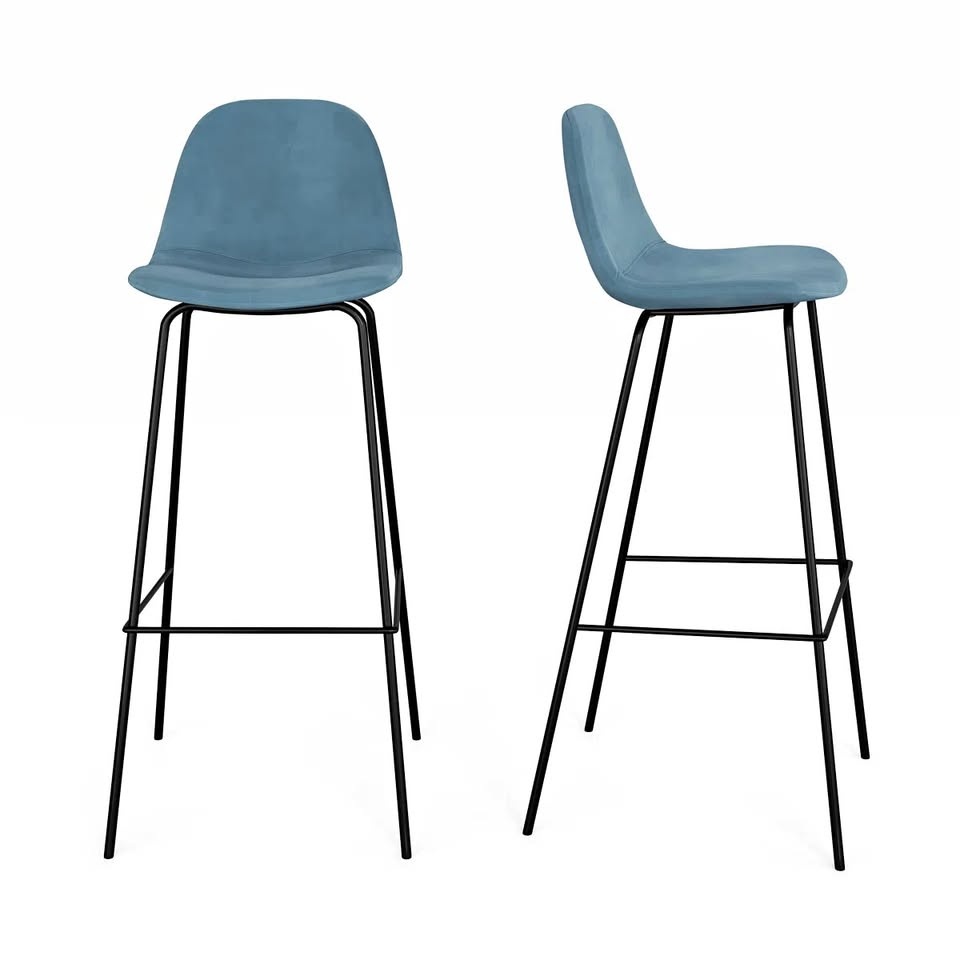 Kody Blue Upholstered Bar Stool Set of 2
