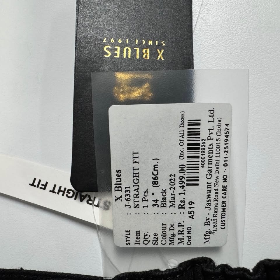 X Blues Straight Fit Black Pants – Size 34 (Brand New with Tags) - photo 3