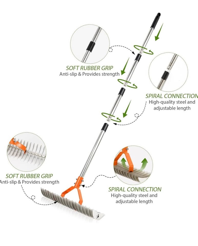 New 15 Inch Wide Dethatcher lawn Rake - photo 2