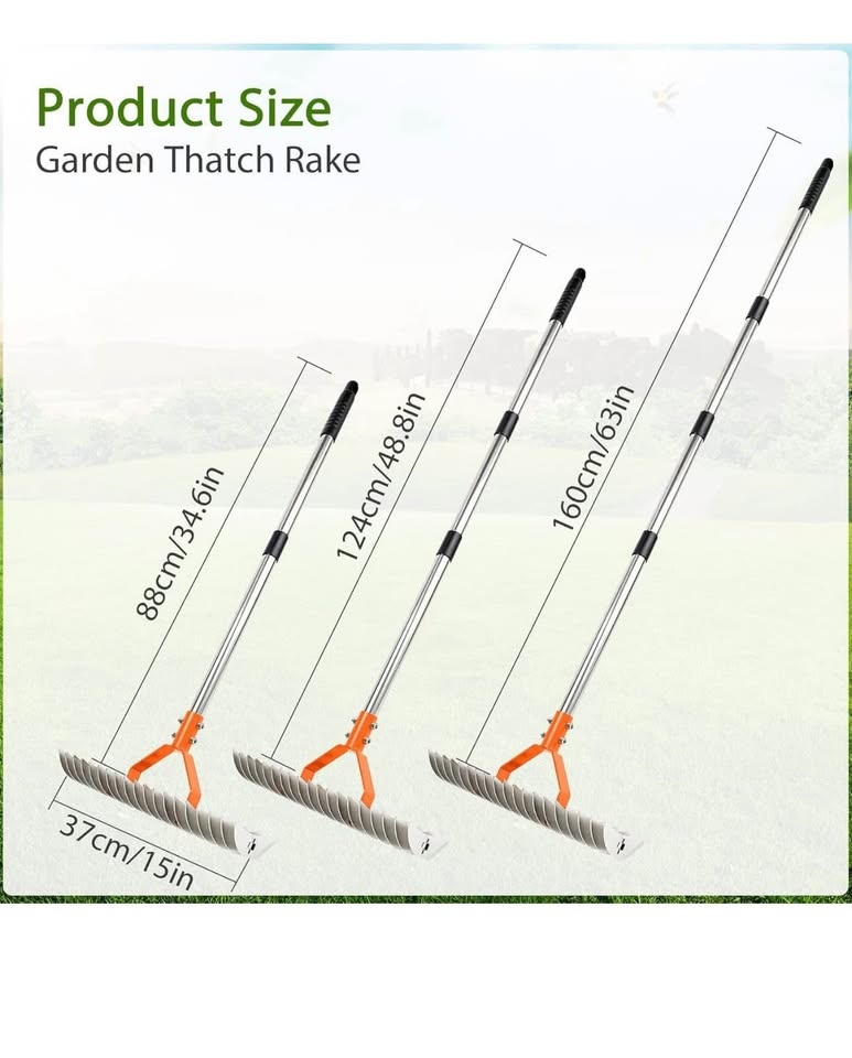New 15 Inch Wide Dethatcher lawn Rake - photo 3