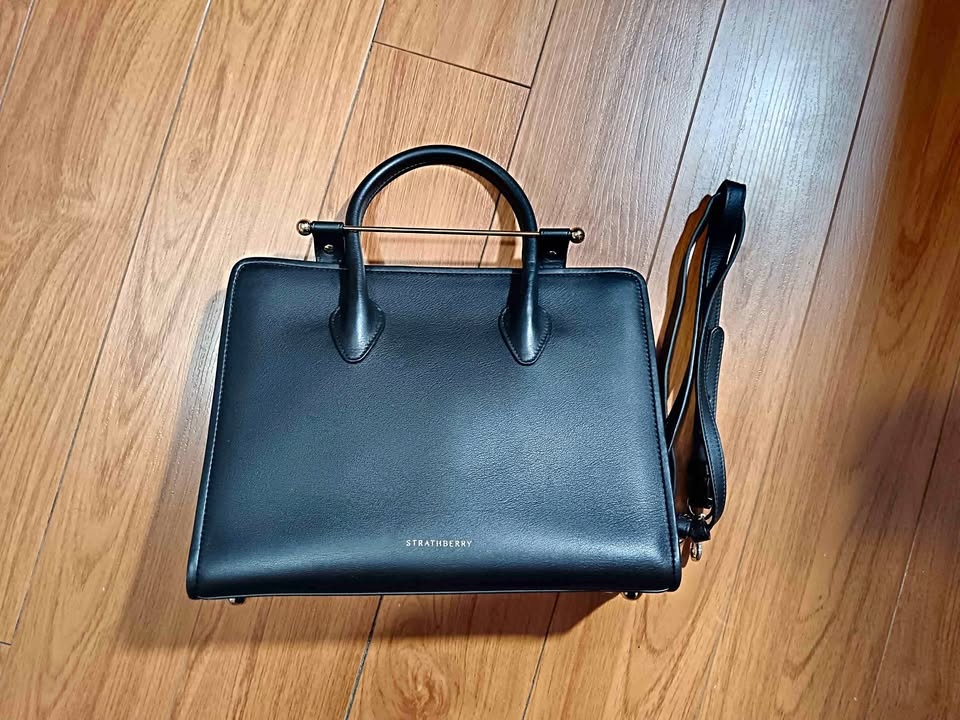 Strathberry Black Midi Tote