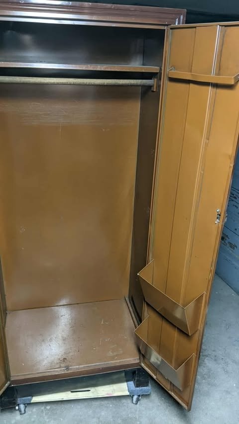 VINTAGE METAL CABINET WITH SHOE RACK 70" TALL - photo 2