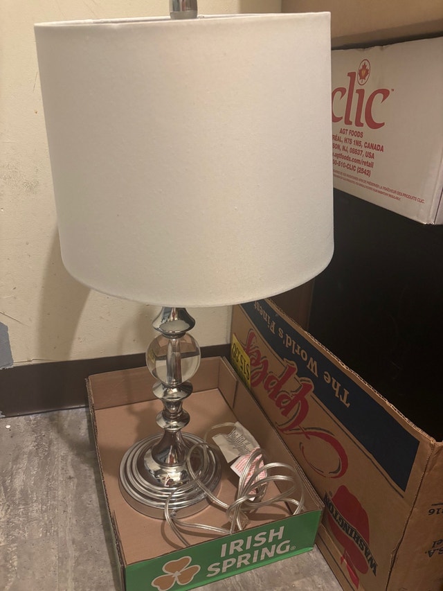 Lamp with White Round Shade