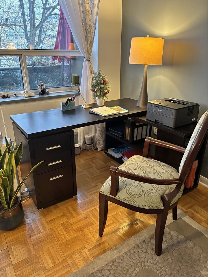 Office desk with file cabinet