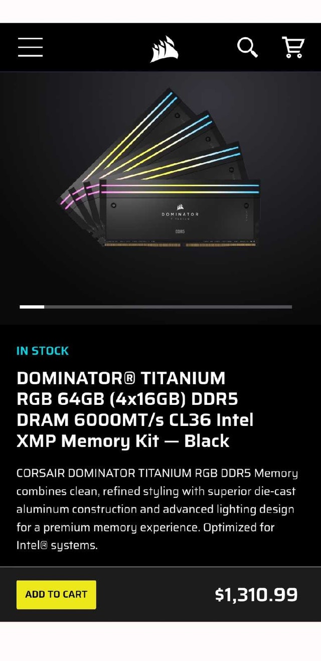 DDR5 Corsair Dominator Titanium 4x16 gb ram kit - photo 2