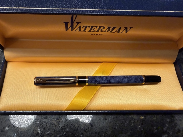 Waterman Laureat Blue Marble Ballpoint Pen , vintage