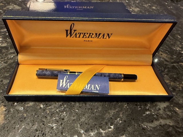 Waterman Laureat Blue Marble Ballpoint Pen , vintage - photo 2