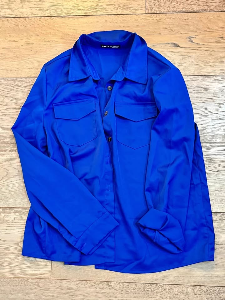 Royal Blue Button Shien Shirt - Size LG
