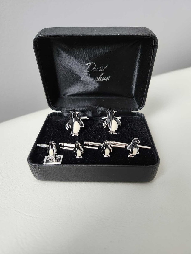 David Donahue Sterling Silver Cufflinks Stud Set Cuff Links NEW