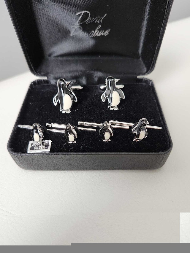 David Donahue Sterling Silver Cufflinks Stud Set Cuff Links NEW - photo 2