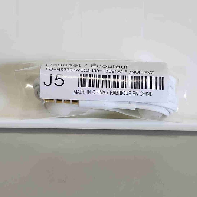 Samsung Galaxy J5 White Ear Buds Headset Head Set NEW $3 Ship