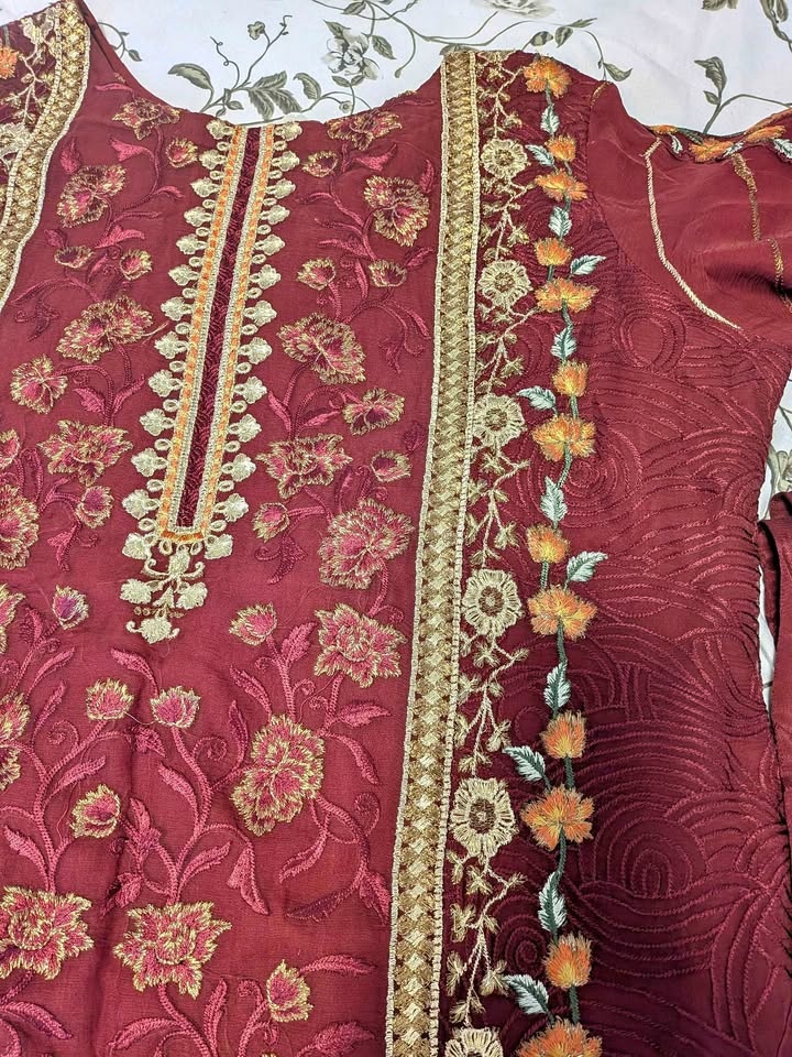 3 piece stitched embroided designer suit